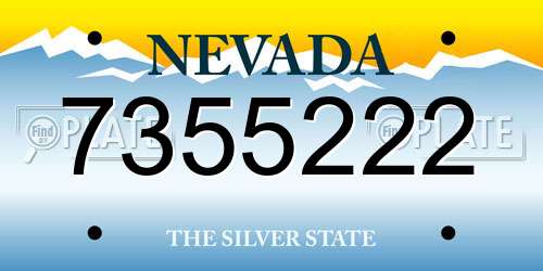 7355222 Nevada License Plate