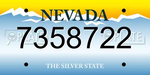 7358722 Nevada License Plate