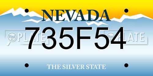 735F54 Nevada License Plate