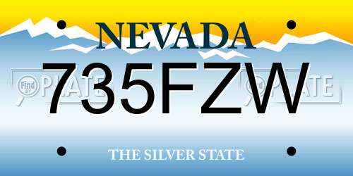 735FZW Nevada License Plate