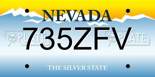735ZFV Nevada License Plate