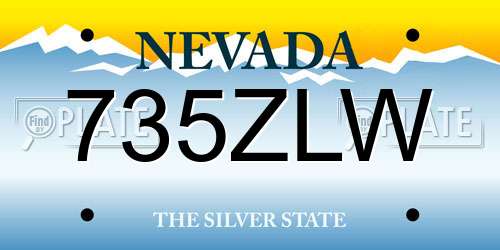 735ZLW Nevada License Plate