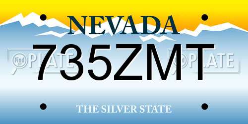 735ZMT Nevada License Plate