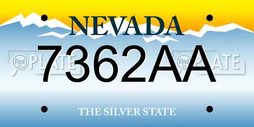 7362AA Nevada License Plate