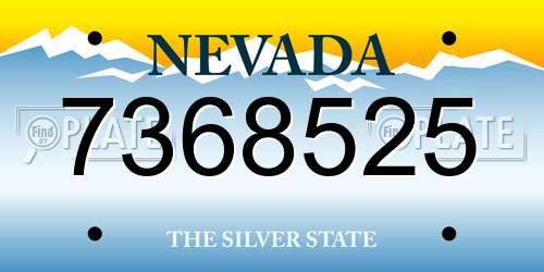 7368525 Nevada License Plate