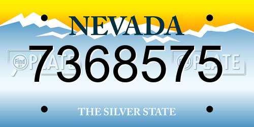 7368575 Nevada License Plate