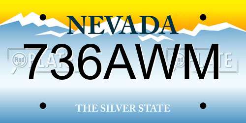 736AWM Nevada License Plate