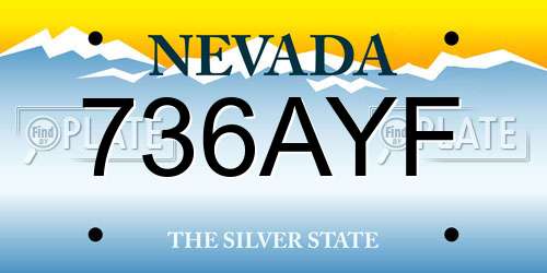 736AYF Nevada License Plate