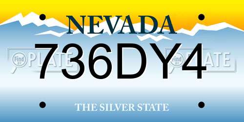 736DY4 Nevada License Plate