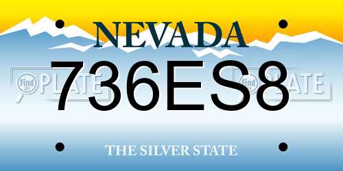 736ES8 Nevada License Plate