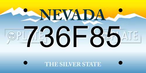736F85 Nevada License Plate