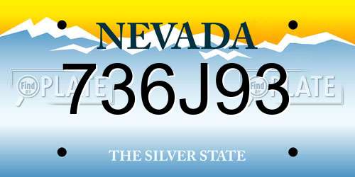 736J93 Nevada License Plate