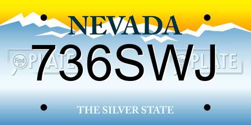 736SWJ Nevada License Plate