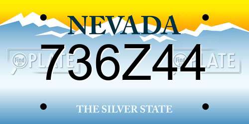 736Z44 Nevada License Plate