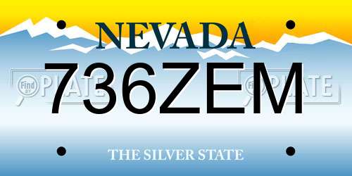 736ZEM Nevada License Plate