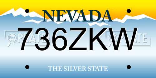 736ZKW Nevada License Plate