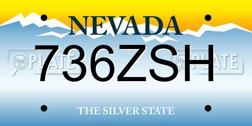 736ZSH Nevada License Plate