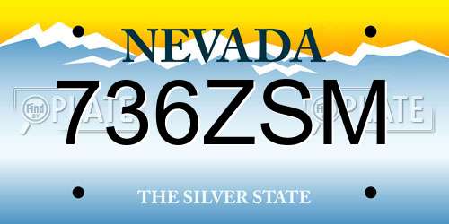 736ZSM Nevada License Plate