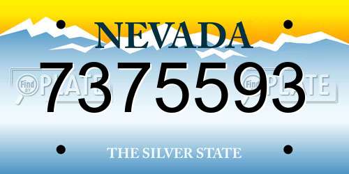7375593 Nevada License Plate