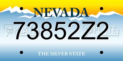 73852Z2 Nevada License Plate