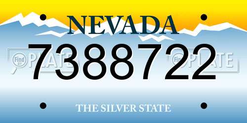 7388722 Nevada License Plate