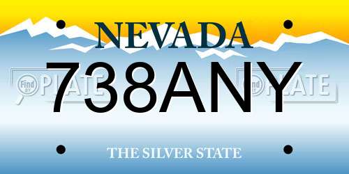 738ANY Nevada License Plate