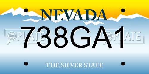 738GA1 Nevada License Plate