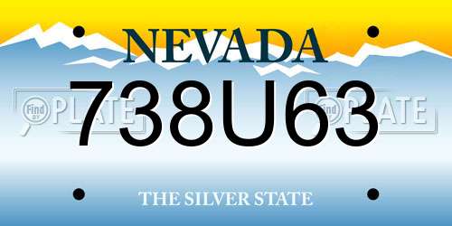 738U63 Nevada License Plate