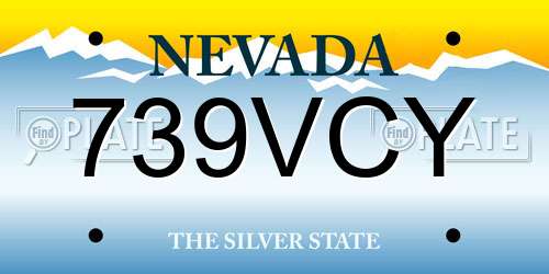 739VCY Nevada License Plate