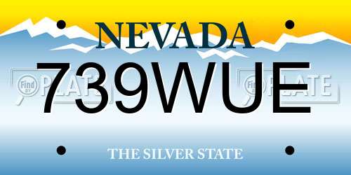 739WUE Nevada License Plate