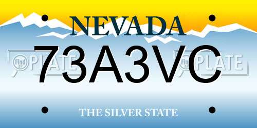 73A3VC Nevada License Plate
