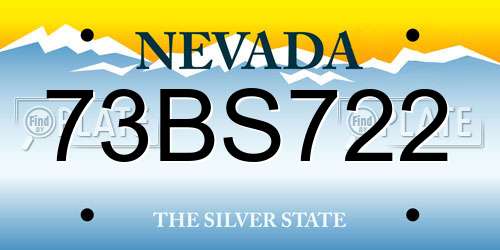 73BS722 Nevada License Plate