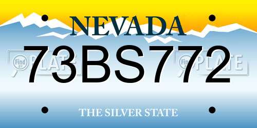 73BS772 Nevada License Plate