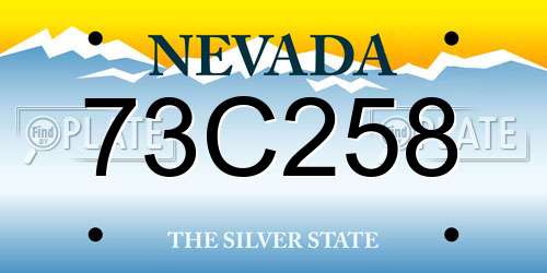 73C258 Nevada License Plate