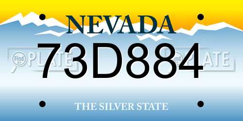 73D884 Nevada License Plate