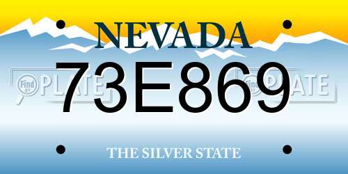 73E869 Nevada License Plate