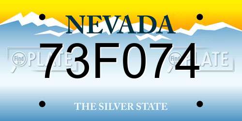 73F074 Nevada License Plate