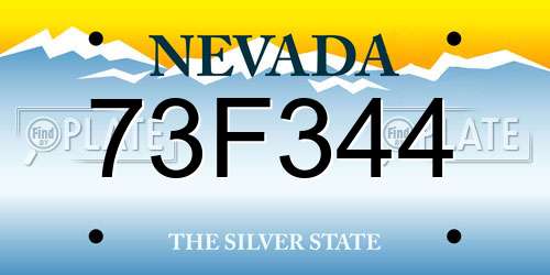 73F344 Nevada License Plate