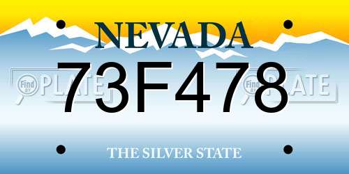 73F478 Nevada License Plate
