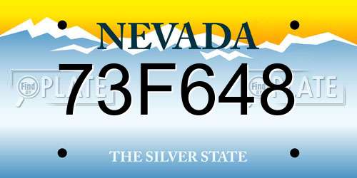 73F648 Nevada License Plate
