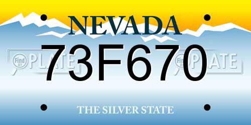 73F670 Nevada License Plate