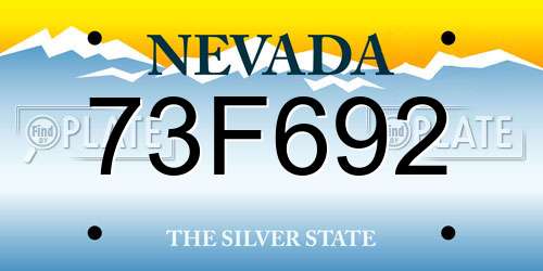 73F692 Nevada License Plate