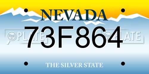73F864 Nevada License Plate