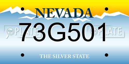 73G501 Nevada License Plate