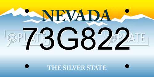 73G822 Nevada License Plate