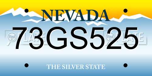 73GS525 Nevada License Plate