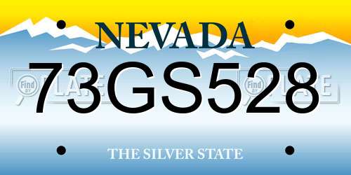 73GS528 Nevada License Plate