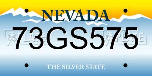 73GS575 Nevada License Plate