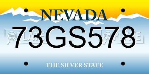 73GS578 Nevada License Plate