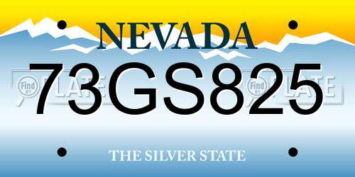 73GS825 Nevada License Plate